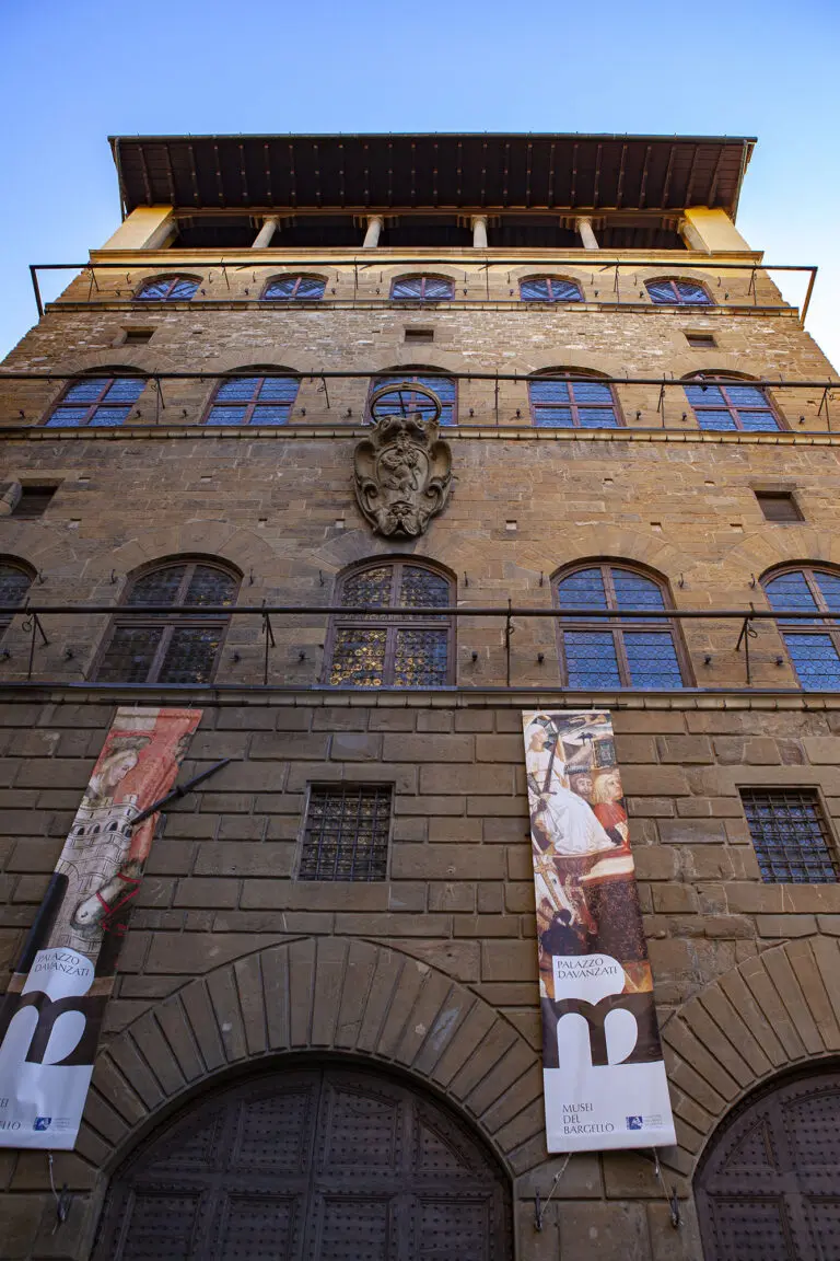 The Palazzo Davanzati of Florence is the only example of a Medieval private palace with a shape in between of a medieval tower and a square shaped Renaissance palazzo